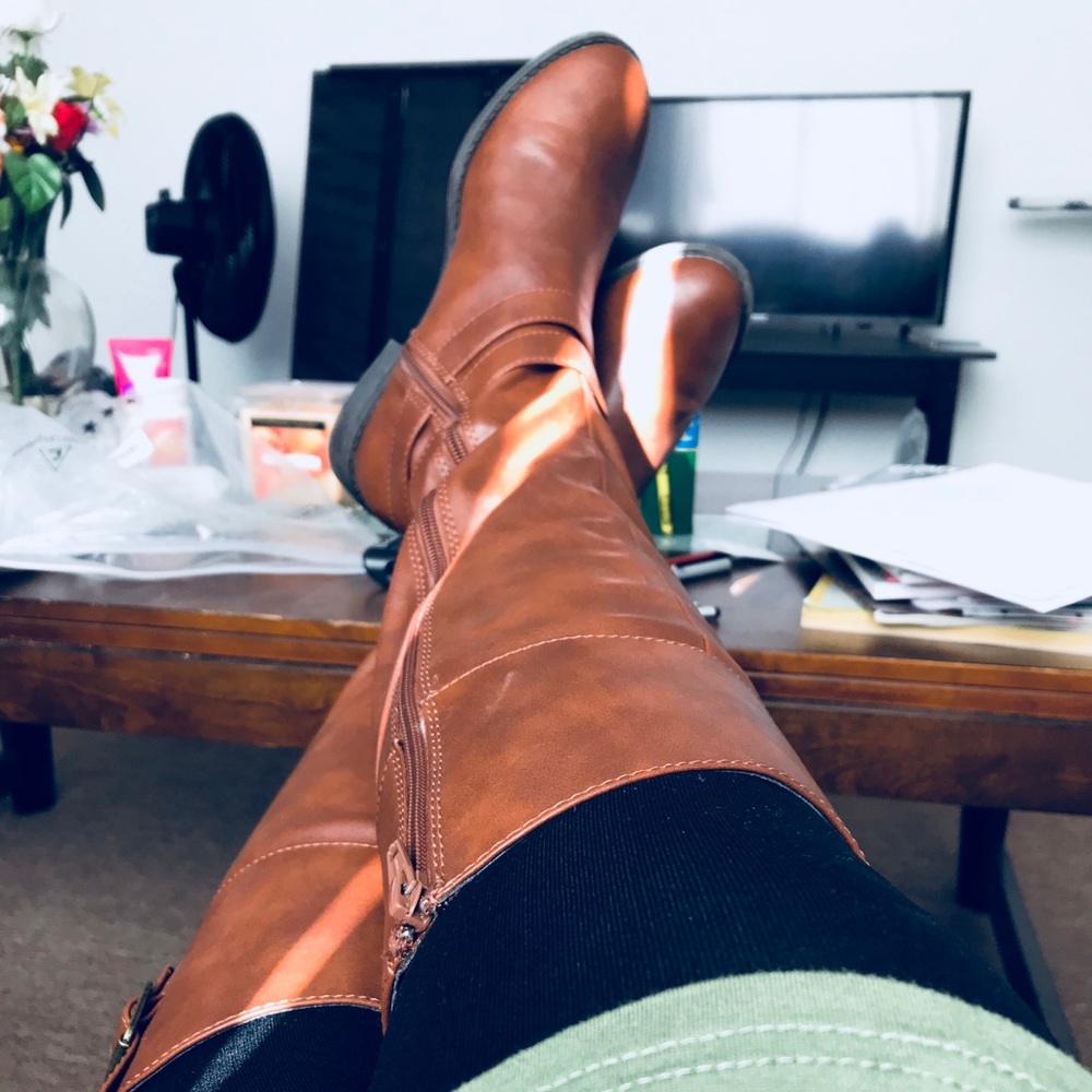 Brown riding boots